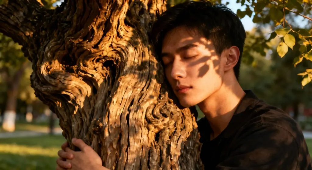 Des jeunes en Chine cherchent du réconfort en étreignant les arbres