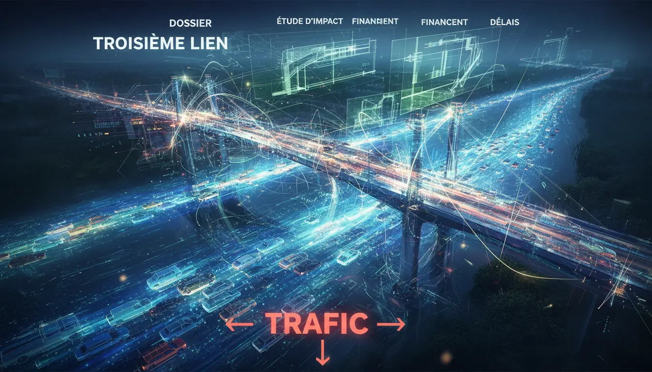 Image conceptuelle ou réelle illustrant le trafic ou un pont, symbolisant le dossier du troisième li