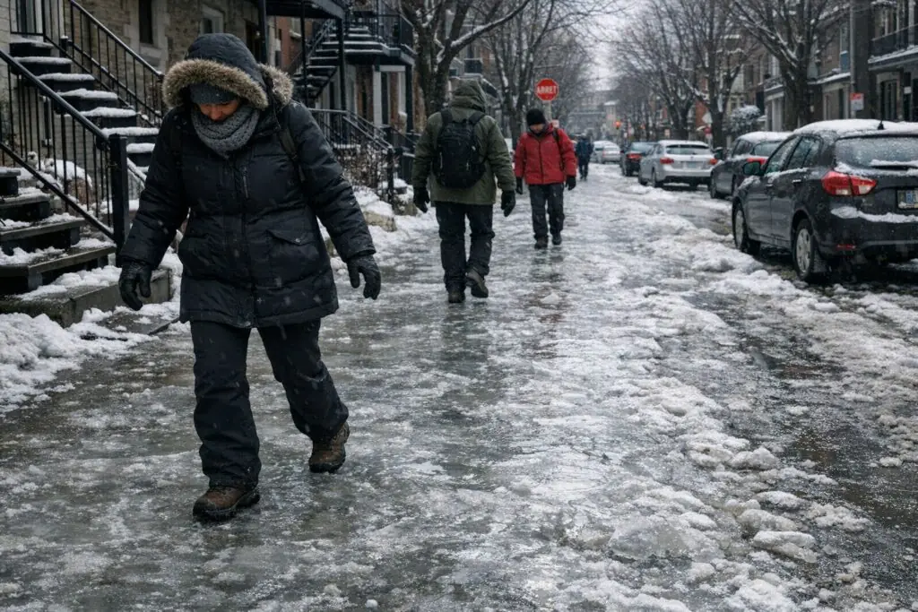 Trottoirs glacés : record historique de plaintes à Montréal