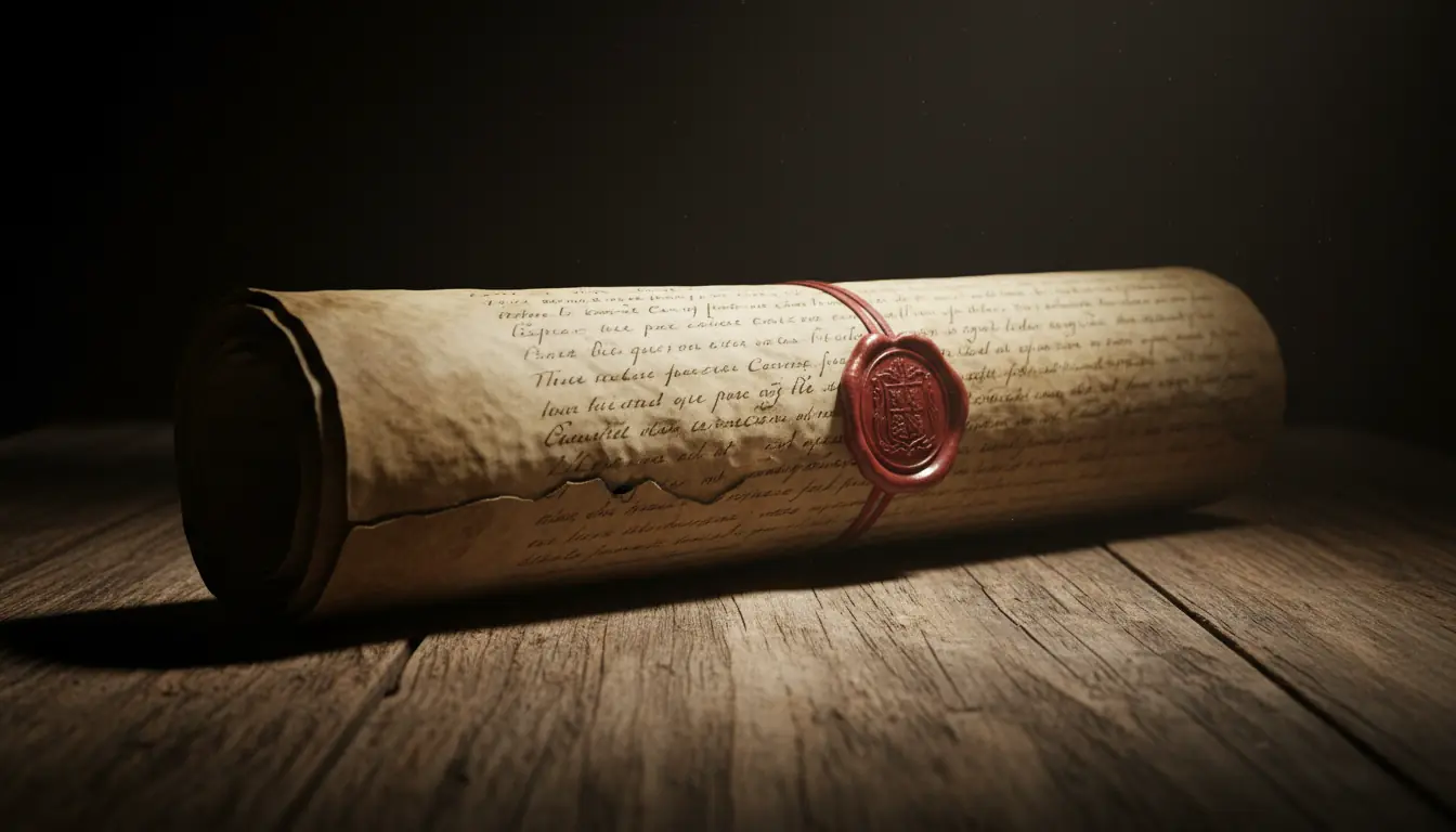 Gros plan conceptuel sur un document ancien évoquant une constitution ou des archives historiques, é