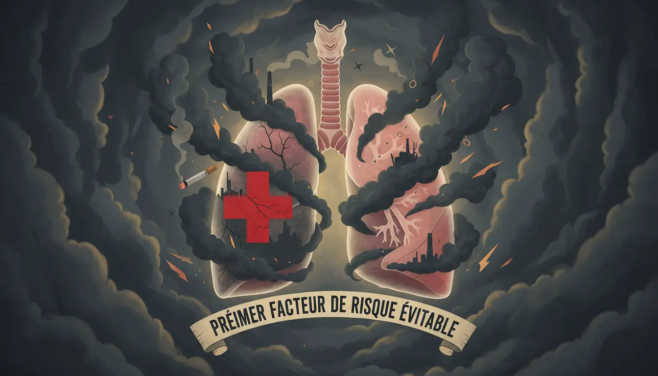 Une illustration conceptuelle montrant les poumons et la pollution de l'air ou la fumée de cigarette
