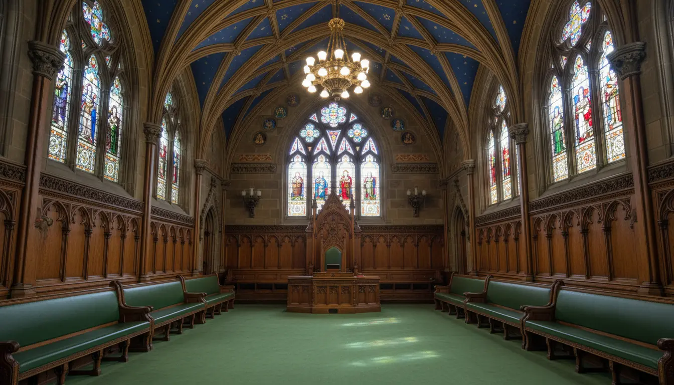 Vue intérieure du Parlement canadien à Ottawa, foyer de la Chambre des communes