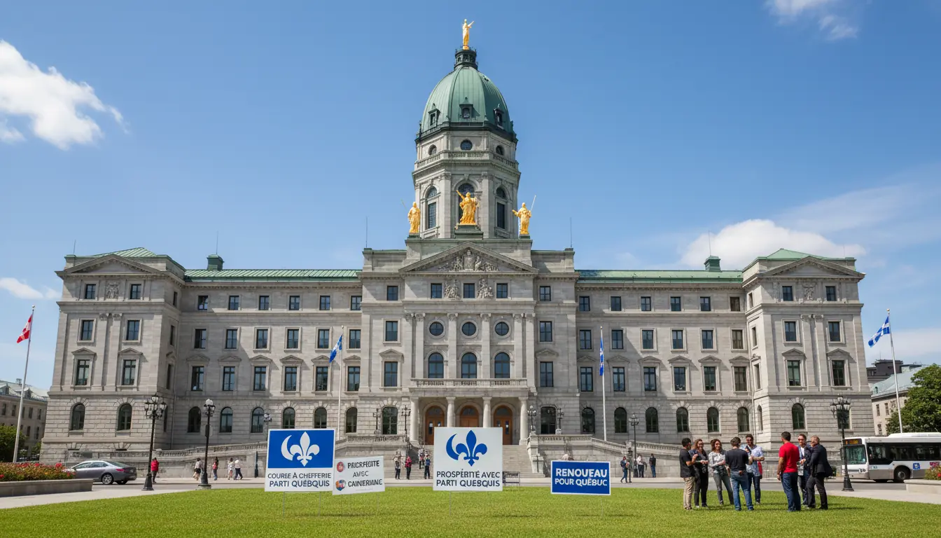 Vue extérieure de l'Assemblée nationale du Québec (Salon bleu ou façade) pour illustrer le contexte 